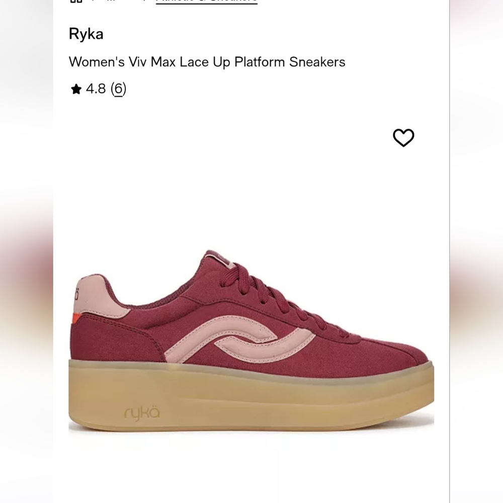 Ryka Burgundy and Pink Platform Lace-Up Sneakers 8.5 Wide